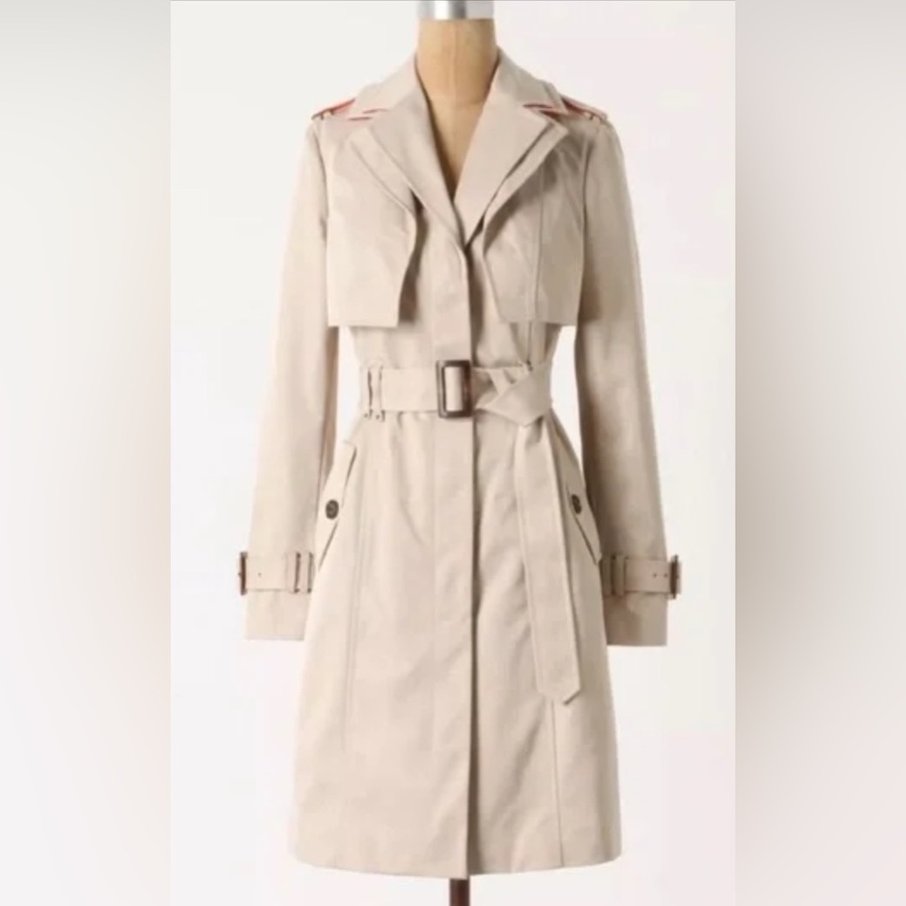 Cartonnier Tan Trench Coat with Orange Accents